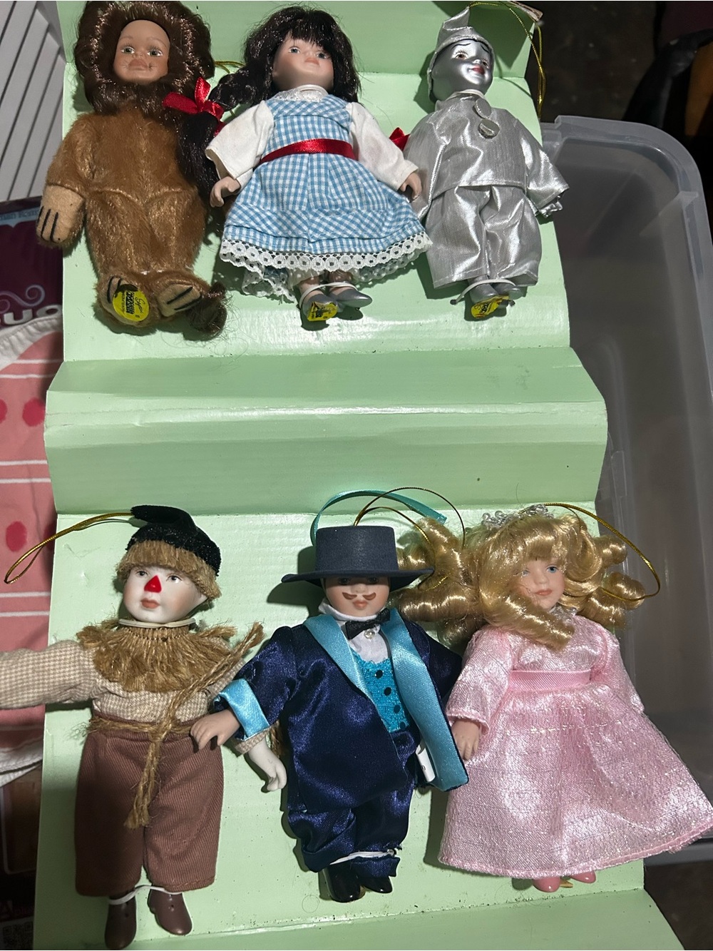 Wizard of Oz Doll Ornament Set - Blue, Pink, Silver, Brown